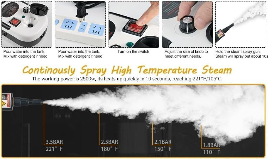 SteamPro Elite™ — 2500W Pressurized Handheld Steam Cleaner